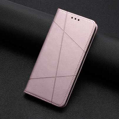 For Galaxy Redmi Honor Oppo Black Colorblocking Pattern Phone Case With Wallet Case Folding Base Leather Magnetic Closure Phone Case Waterproof Shockproof Anti-Fall Scratch Resistant Full Cover