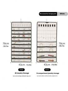 Jewelry Storage Bag, Double-Sided 80-Compartment Jewelry Display Stand For Earrings And Necklaces, Home-Use Dust-Proof Organizing Hanging BagJewelry Storage Hanging Bag, Earring Storage Hanging Bag, Necklace Hanging Storage