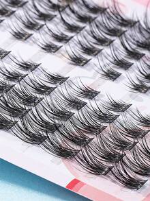 100 Pcs Eyelashe Extensions-DIY Cluster Lashes Cat Eye Lashes Individual Lashes Faux Mink Lashes Wing-Tipped Effect Natural Soft False Eyelashes - Black - View 7