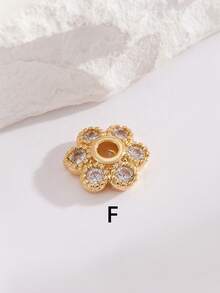 1pc Jewelry Accessory Flower Disc Copper Plated DIY Handmade Beading Material Hollow Flower Flower Holder Bead Holder Pearl Crystal Spacer - Yellow Gold - View 15