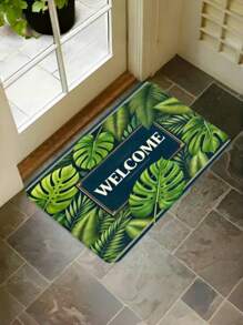 1pc Tropical Welcome Doormat - Durable, Easy To Clean Rug With Calathea Leaf Pattern, Suitable For Kitchen, Bathroom And Laundry Room, Green, Kitchen Mat | Calathea Leaf Print | Polyester Mat, Bathroom Mat, Home Decor Carpet