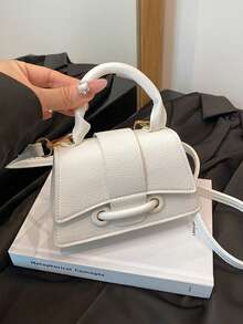 小方包，简约时尚迷你手提包，百搭斜挎单肩包，适合购物、钱包、年轻女性、大学生、办公室女士。非常适合办公室、大学、工作、商务、通勤、户外活动、旅行和徒步旅行。 - 白色 - 查看 4