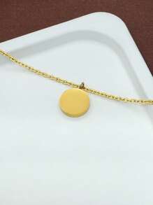 Women's Gold Layered Stainless Steel Necklace 18k Gold-Plated Exquisite Smooth Round Gold Coin Earrings Fashionable Layered Heart Cute Pendant Necklace Set Of Women's Ear Studs Gold Jewelry, For Valentine's Day, Wedding Season, Anniversaries, Mother's Day, Gifts For Family And Friends
