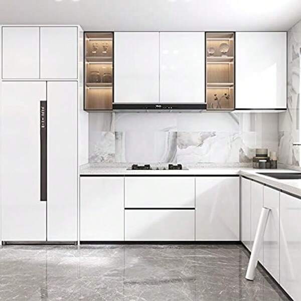 1 Roll Of White Contact Wallpaper 15.7inX39.9/118.1/196.8in Flash Thickening Peeling Adhesive Paper Detachable Vinyl Wallpaper Suitable For Kitchen Cabinet Surface Coffee Table Countertop Dining Table Bedroom Furniture Renovation Home Decoration DIY ﻿ ﻿ Wall Paper Wall Stickers Room Decor Wall Decor