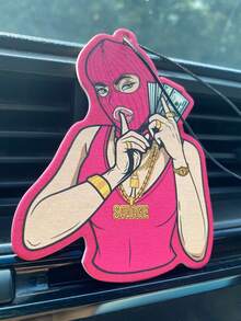 “PINK ART BABY GIRL”设计，汽车挂饰，汽车香氛，汽车空气清新剂和后视镜装饰 - 持久香味，为车内带来清新诱人的氛围，是送给朋友的有趣礼物 - 彩色 - 查看 6