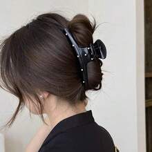 2 件时尚发夹，优雅黑色波尔卡圆点发夹，适合女性 | 强力抓握多功能发夹，适合日常使用和春季活动时尚发饰美容爪夹