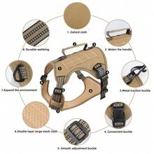 Reinforced Tactical Harness Chest Strap For Large Dogs - Khaki - View 5