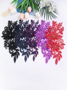 Colorful Options Mesh Embroidery Rhinestone Crystal Beaded 3D Flower Applique DIY Garment Accessories, For Wedding Dress Decorations - Multicolor - View 5