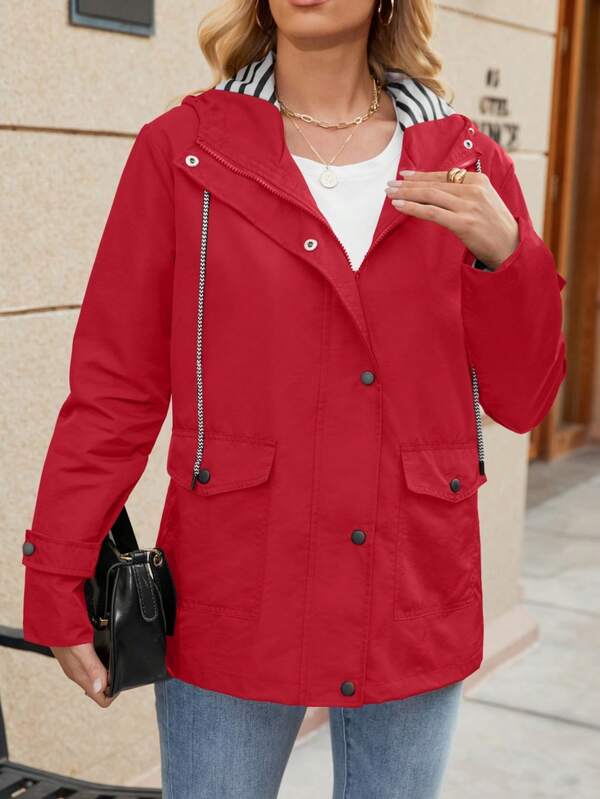 The Fabric Is Slightly Thinner,Women's Long Hooded Rain Jacket Waterproof Lightweight Casual Raincoat Full Zip Hiking Travel Windbreaker,Thin ,Women's Outdoor Jacket