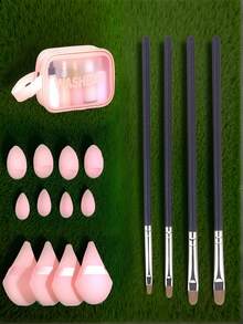 4pcs Size Concealer Brush Set - Selected Soft Bristles For Precise Application Of Concealer, Different Brush Sizes Fit Various Concealing Areas, Easily Cover Under-Eye And Nose Wing Imperfections, Suitable For Daily Commuting And Touch-Ups On Dates, Creating A Flawless Base Makeup. - Black - View 2