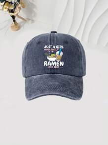 1pc Girl Ramen Print Baseball Cap, Washable Adjustable Hat, Fashionable Breathable Versatile Sun Protection For Outdoor, Gift For Holiday