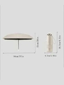 1 件优质紧凑型折叠太阳伞，防紫外线和防雨，轻便防风便携式迷你雨伞，带便携包 - 纯黑色乙烯基，男女皆宜，非常适合旅行、海滩、办公室和日常使用 | 便携式口袋雨伞 | 返校用品 - 彩色 - 查看 4