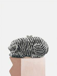 奢华动物图案水晶手拿包，金色水钻虎形晚宴包，适合女士婚礼、舞会、晚宴/宴会，最佳礼物 - 銀色 - 查看 2