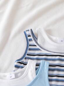 3 pezzi Maglie casual senza maniche da ragazza in stile moda, 2 in 1