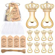 12pcs/Set Gold Crown Bottle Opener, Suitable For Birthday Party, Wedding Gift, Bridal Shower, Valentine's Day Gift, Wedding Favors, Party Supplies, Couple Gift