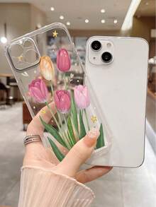 1 件透明郁金香彩绘加厚防震保护手机壳/保护套适用于 16/11/16pro/16plus/16promax/16e/15Promax/13/14/12/XS/XR/7G/8P、Galaxy S25/S25PLUS/S25 Ultra/A16/A36/A26/A56/A50/A12 防水防摔防刮 - 彩色 - 查看 4