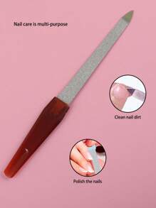 3 pièces de limes à ongles avec manche en plastique pointu, outils de polissage et de façonnage des ongles des doigts et des orteils, couleurs assorties