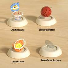 Kids Cartoon Animal Basketball Stand Set, Includes Mini Ball And Pump - Wall Mounted, Indoor & Outdoor Use, Suitable For Boys And Girls