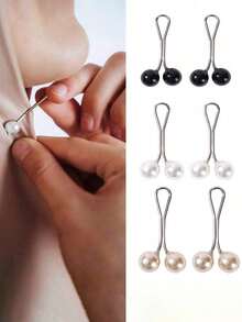 12/6/4/2/1pcs/Set Muslim Hijab Clips, Pearl Decor Hijab Pins, Non-Slip Brooch, Hijab, Shawl, Women Clothing Accessories - Multicolor - View 1