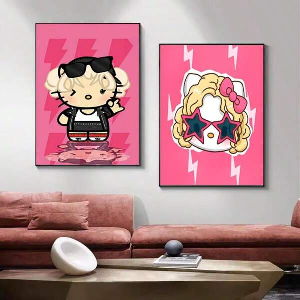 Sanrio Sanrio 1pc Music K-POP Hello-Kitty Wall Art Print Poster, Anime Decor Soft Girls Bedroom Print, Fashion Wall Art Decor For Living Room And Bedroom, Suitable For Dorm, Apartment, Bedroom, Living Room, Modern Home Decor, Unframed