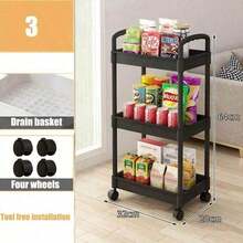 Trolley Shelves For Kitchens, Home Floors, Bedrooms, Snack Racks, Mobile Bathrooms, Toilets, Storage Shelves - Multicolor - View 7