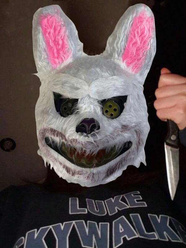 1pc Halloween Rabbit Mask Terrifying Mask Animal Head Mask Halloween Role Playing Prop(Random Color)