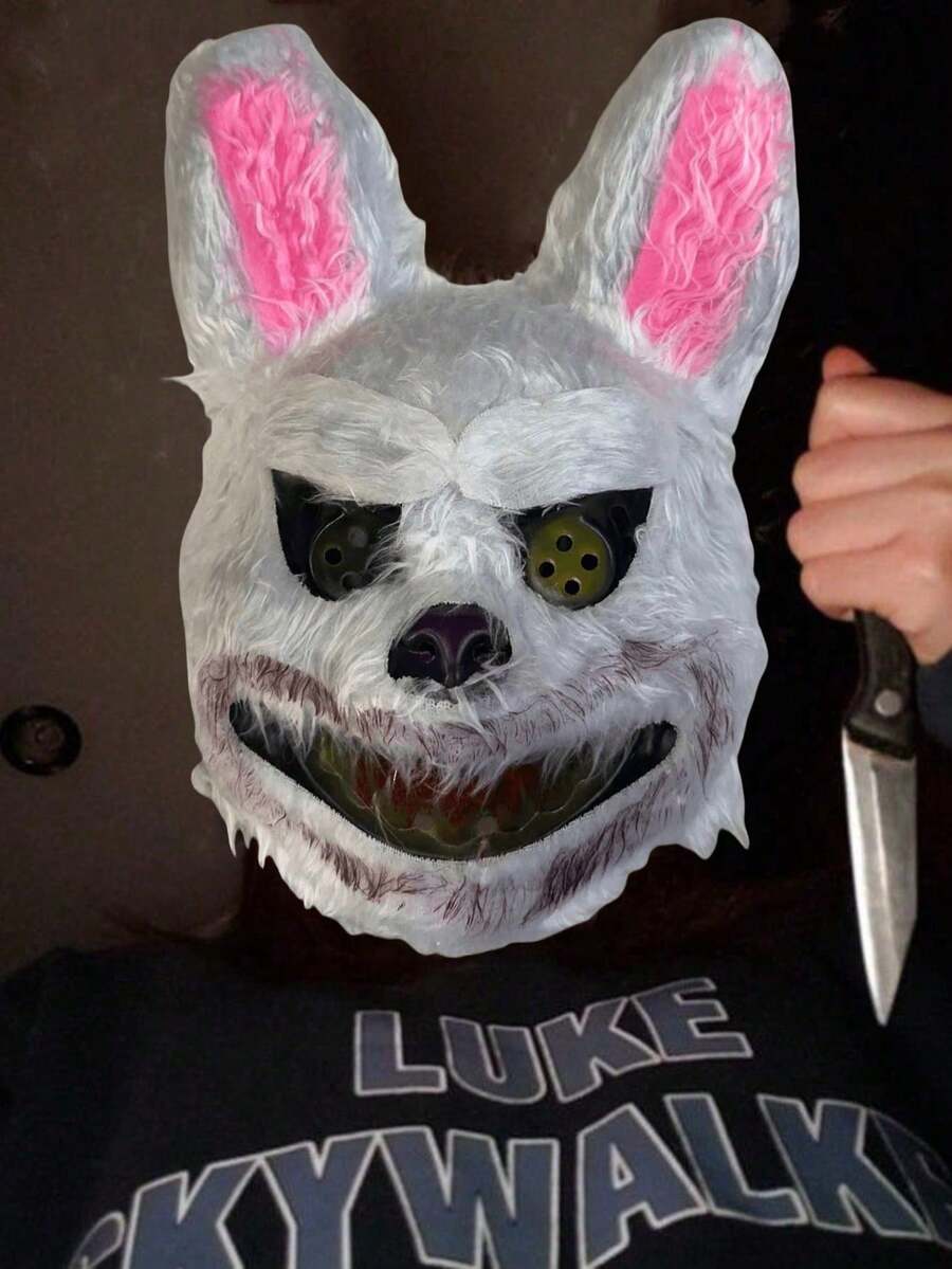 1 件万圣节兔子面具恐怖面具动物头面具万圣节角色扮演道具（颜色随机） - 彩色 - 查看 1