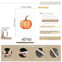 1pc, Canvas Hanging Picture, Framed Art Decoration, Ready To Hang, Wall Arts, Posters, Wall Art With Frame, Pumpkin Wall Art, Fall Pumpkin Prints, Modern Fall Decor, Pumpkin Decoration, Pumpkin Posters, Fall, Halloween, Halloween Decoration, Room Decoration, Dorm Decoration, Bedroom Home Wall Decorations, Fall Decoration Home Decor