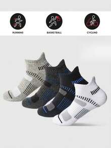 2/4/8 Pairs Men's Sports Socks, Mesh Breathable Moisture-Wicking Low-Cut Ankle Socks For Running, Cycling, Basketball, Summer Style - Multicolor - View 2