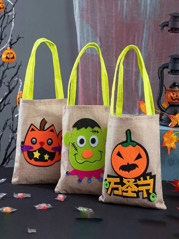 1 Stück Halloween Geschenk Sackleinen Süßigkeiten Geschenktüte, Kürbis Deko Requisit Geschenktüte