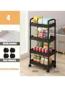 Trolley Shelves For Kitchens, Home Floors, Bedrooms, Snack Racks, Mobile Bathrooms, Toilets, Storage Shelves - Multicolor - View 13
