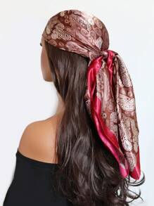 1 pièce Foulard carré en satin imprimé cachemire pour femmes, mode, convient pour les fêtes et l'usage quotidien, peut être utilisé comme bandana, fichu ou serre-tête. Accessoire idéal pour habiller votre look.