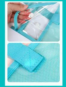 1pc Thickened Handbag, File Bag, A4 Transparent Waterproof, , Student Exam Review, Test Paper, Homework, Book Storage Bag,Back To School,School Supplies - Multicolor - View 8