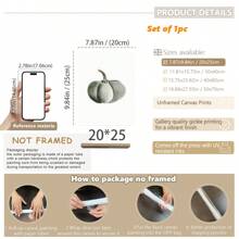 1pc, Canvas Hanging Picture, Framed Art Decoration, Ready To Hang, Wall Arts, Posters, Wall Art With Frame, Pumpkin Wall Art, Fall Pumpkin Prints, Modern Fall Decor, Pumpkin Decoration, Pumpkin Posters, Fall, Halloween, Halloween Decoration, Room Decoration, Dorm Decoration, Bedroom Home Wall Decorations, Fall Decoration Home Decor