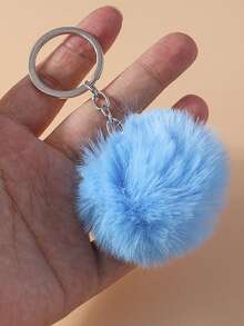 1pc Cute Faux Rabbit Tail Pom Pom Keychain, Unisex Commute Key Chain For Daily Wear Car Accessories Goth Y2k - Multicolor - View 9