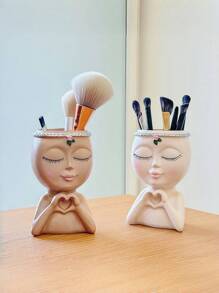 Multifunctional Makeup Brush Storage Barrel, Pen Container, Ornaments, Vases, Bathroom Dresser Office Desktop Multifunctional Storage Box, Suitable For Restaurants, Bathrooms, Rooms And Other Places.White/ Multifunctional Makeup Brush Storage Barrel, Pen Container, Ornaments, Vases, Bathroom Dresser Office Desktop Multifunctional Storage Box, Suitable For Restaurants, Bathrooms, Rooms And Other Places.