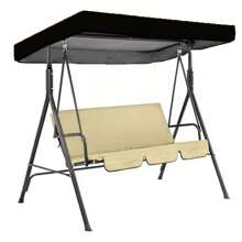 1pc 210D Oxford Cloth Outdoor Patio Swing Canopy Cover, 4-Season Sunshade For 3 Person Hanging Chair, Available In 3 Sizes