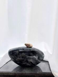 1pc Black Marble Stripe Patterned Stylish Elegant Handbag, Evening Clutch Bag With Shoulder Strap For Women - Black - View 3