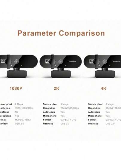 2K 4K Webcam 1080P PC Web Camera Cam USB Online Microphone Autofocus Full Hd Computer view 9