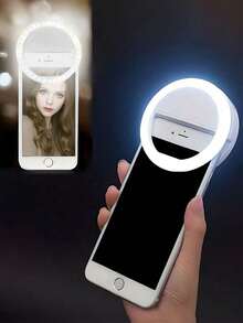 1pc White/Pink Portable Selfie Ring Light With USB Charging, Photo Shoot, Beauty, And Skin Enhancement Functions - Multicolor - View 2