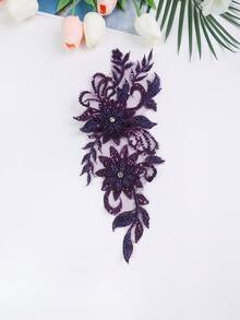 Colorful Options Mesh Embroidery Rhinestone Crystal Beaded 3D Flower Applique DIY Garment Accessories, For Wedding Dress Decorations - Multicolor - View 10