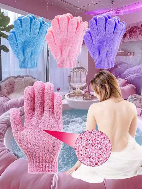 5 Stücke Fünf-Finger-Nylon-Duschhandschuhe, Haushalts-Schrubbtücher, farbige Badehandtücher, Rücken-Wischhandschuhe für den Rücken, Schulanfang