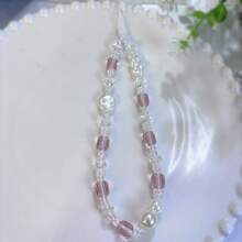 Pink Phone Lanyard, Crystal Shell Phone Wrist Strap, Camera & Phone Decor Lanyard