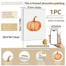 1pc, Canvas Hanging Picture, Framed Art Decoration, Ready To Hang, Wall Arts, Posters, Wall Art With Frame, Pumpkin Wall Art, Fall Pumpkin Prints, Modern Fall Decor, Pumpkin Decoration, Pumpkin Posters, Fall, Halloween, Halloween Decoration, Room Decoration, Dorm Decoration, Bedroom Home Wall Decorations, Fall Decoration Home Decor