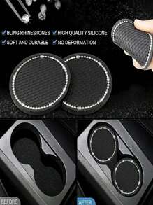 Car Interior 2-Piece Set Of Car Ignition Ring Decorative Ring Inlaid With Diamond Water Coaster Cross-Border Car Interior Supplies 4PCS
