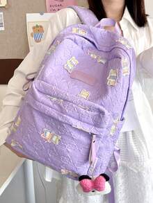Mochila con lazo estilo japonés para niñas de secundaria y preparatoria, linda y versátil de gran capacidad, mochila de estudiante de alta calidad, mochila versátil de estilo japonés de lote pequeño y alta calidad para estudiantes de secundaria, preparatoria y universidad, bolso de hombro de gran capacidad, bolso para laptop para niñas (sin colgantes) - Multicolor - Ver 5