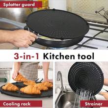 New  Silicone Splatter Screen For Frying Pan Suitable For 13" Pans, Multi-Use Grease Splatter Guard Heat Ristant To Hot Oil Food Safety Oil Splash Guard - Black - View 3