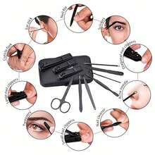 Glamne Manicure Set Nail Clippers Kit Professional Stainless Steel Nail Care Tools With Leather Travel Case 10 In 1 Black - 紅色 - 查看 6