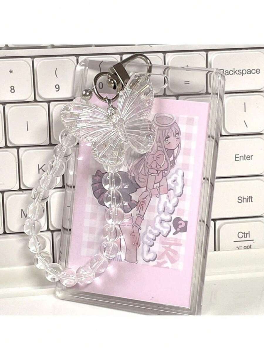 亚克力 Kpop 照片卡夹钥匙链 ID 徽章夹带螺旋腕带 ID 卡夹照片卡保护器适用于学校 ID 办公室 ID 门禁卡适用于女性女孩、学校用品、返校 - 無色 - 查看 1