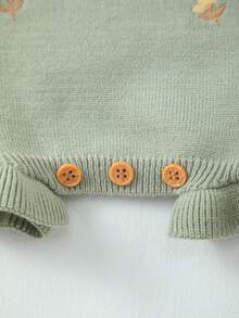 女婴轻薄针织花卉刺绣无袖连体衣，夏季 - 青碧色 - 查看 5